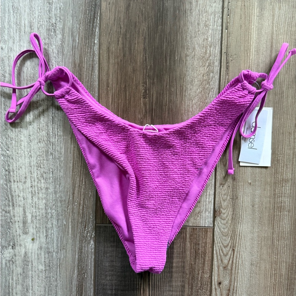 Pink Textured Bikini Bottom